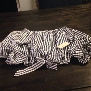 Off the shoulder crop top with puffy sleeves